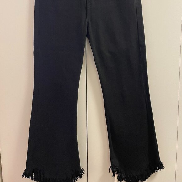 Just Black Denim High Rise Curve Hem Jeans Black‎ Fringe Raw Hem Womens 29 - Picture 8 of 8